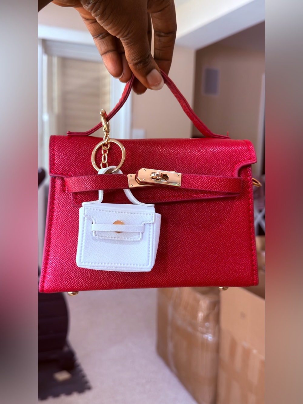Red Structured Top-Handle Women's Bag